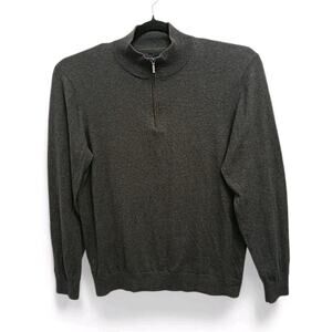 WALLIN & BROS Quarter 1/4 Zip Long Sleeve Sweater Sz XL Charcoal Grey Knit Luxe